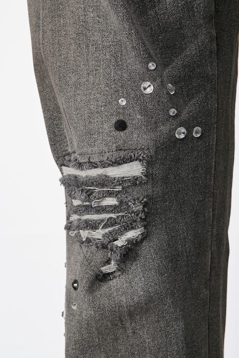 7/8-Jeans, Komfort Fit, Strassteinchen am Saum, 5-Pocket
