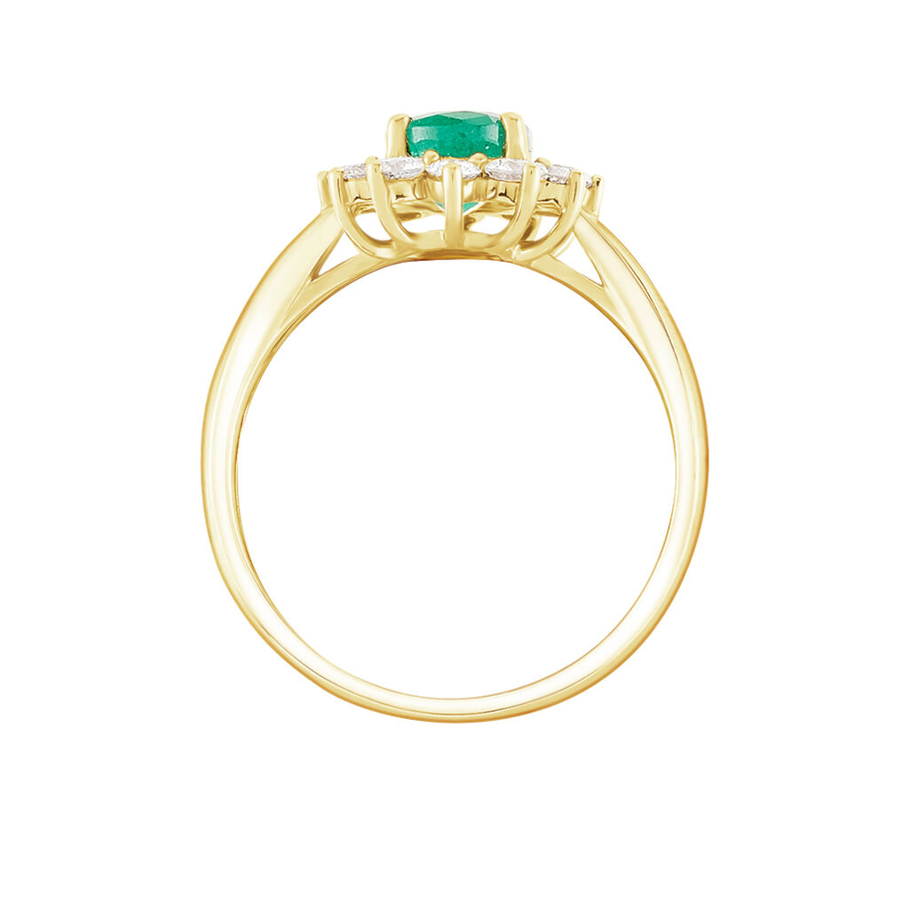 Bague Vladimir Or Jaune Emeraude Et Diamant