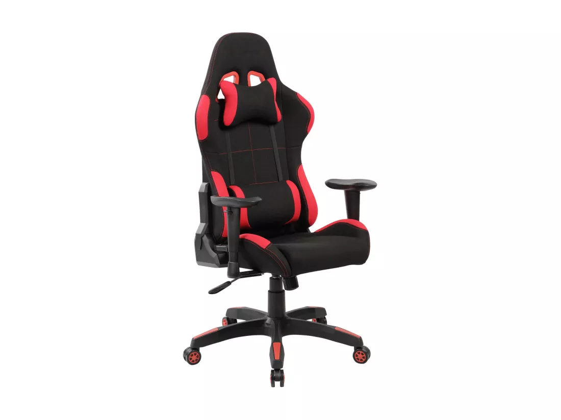 Chaise de jeu Daren, Fauteuil de jeu pour adultes, Chaise de bureau, 57x72h124/134 cm, Noir et Rouge