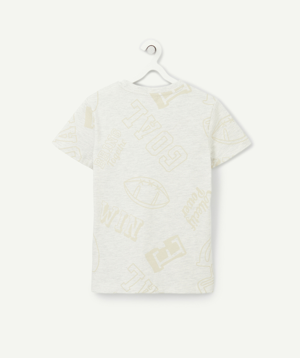 T-SHIRT GARÇON EN COTON BIO GRIS CHINÉ IMPRIMÉ MESSAGES