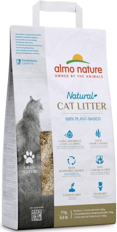 4x Almo Nature Kattenbakvulling Grain 4 kg
