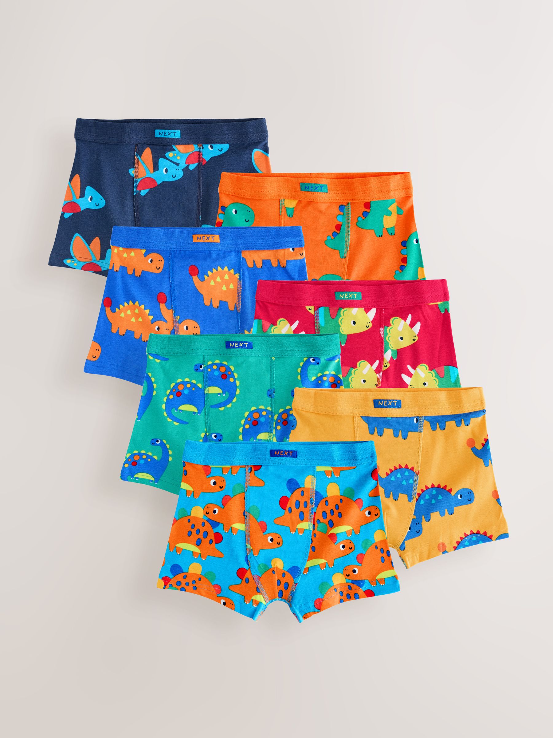 Diverse kleuren met dinosaurusprint - Set van 7 boxershorts met zachte tailleband (1,5-10 jr)
