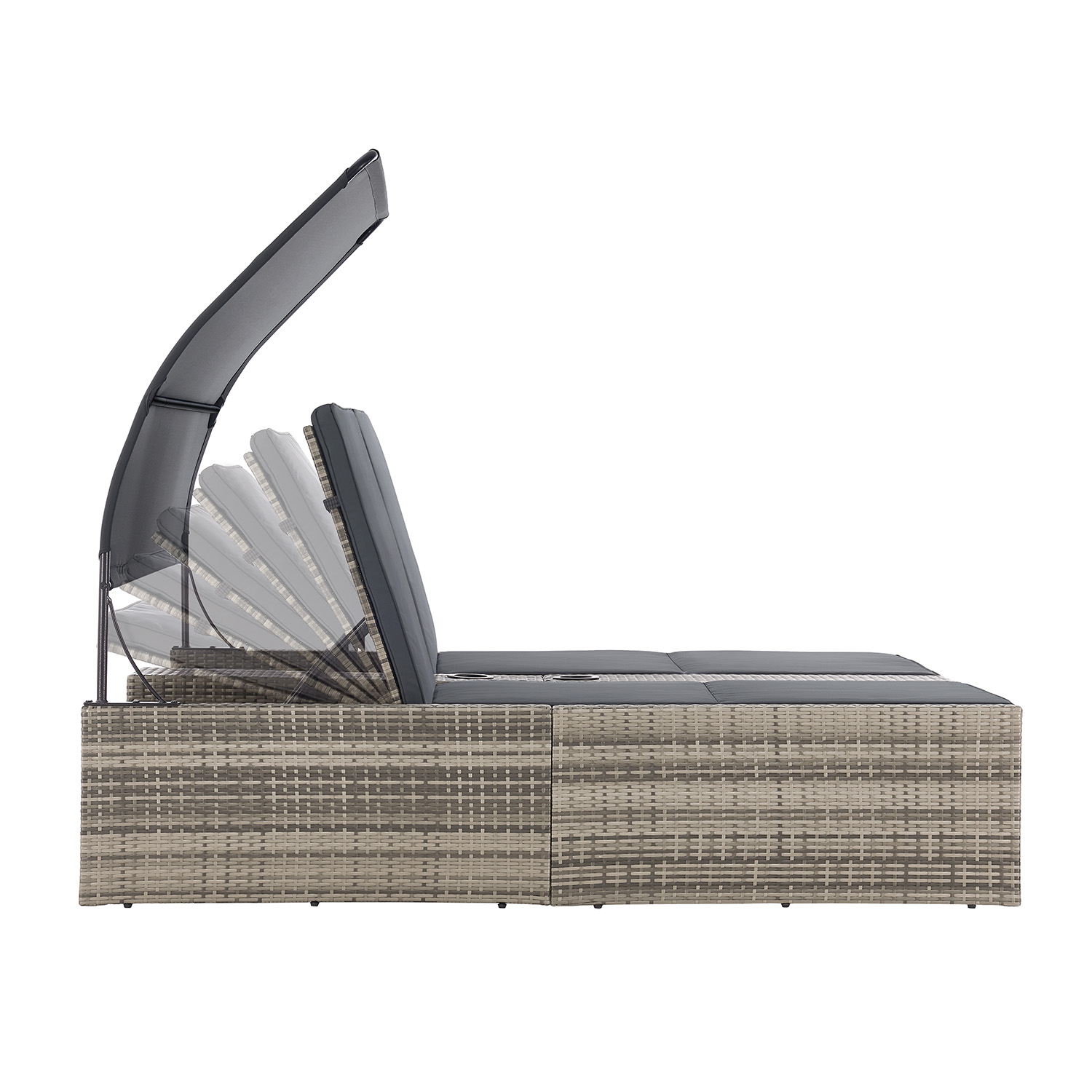 Juskys Syros Polyrotan Loungebed - Grey