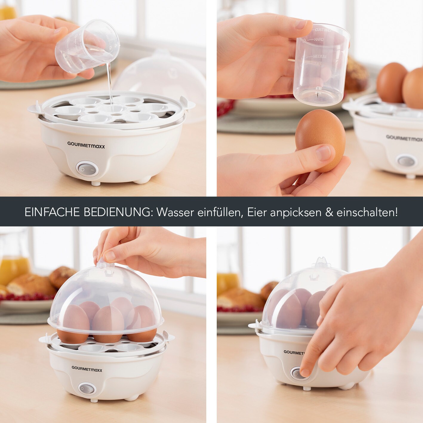 GOURMETmaxx Eierkocher für 7 Eier 350W weiß