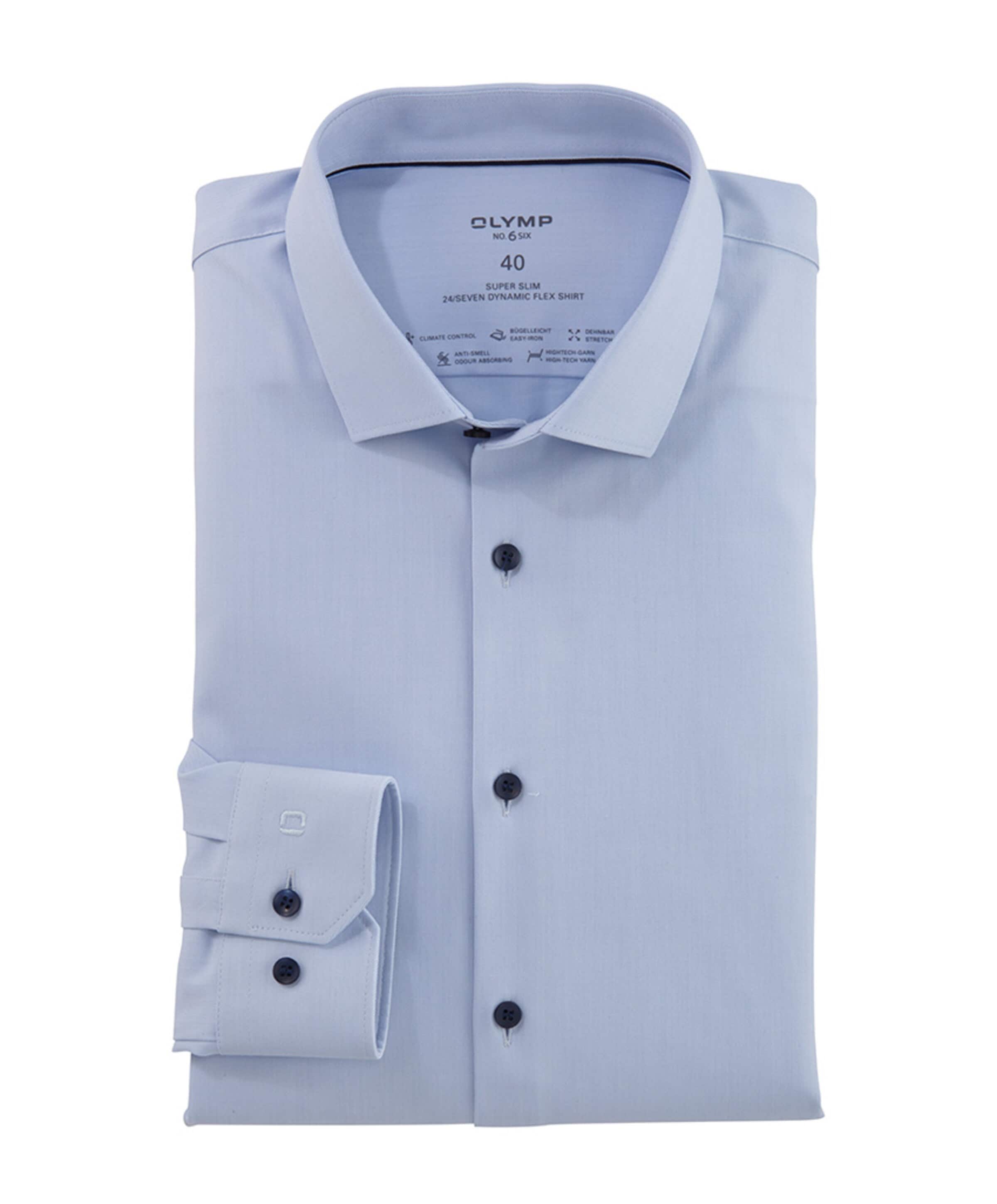 Olymp no6 Heren overhemd lange mouw blauw