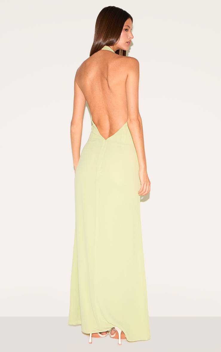 Pale Lime Robe Longue En Mousseline Avec Détail Torsadé