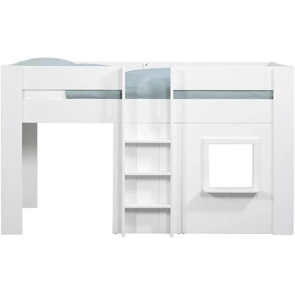 Halfhoogslaper Reno met speelhuisje - 206x104x120 cm - Wit