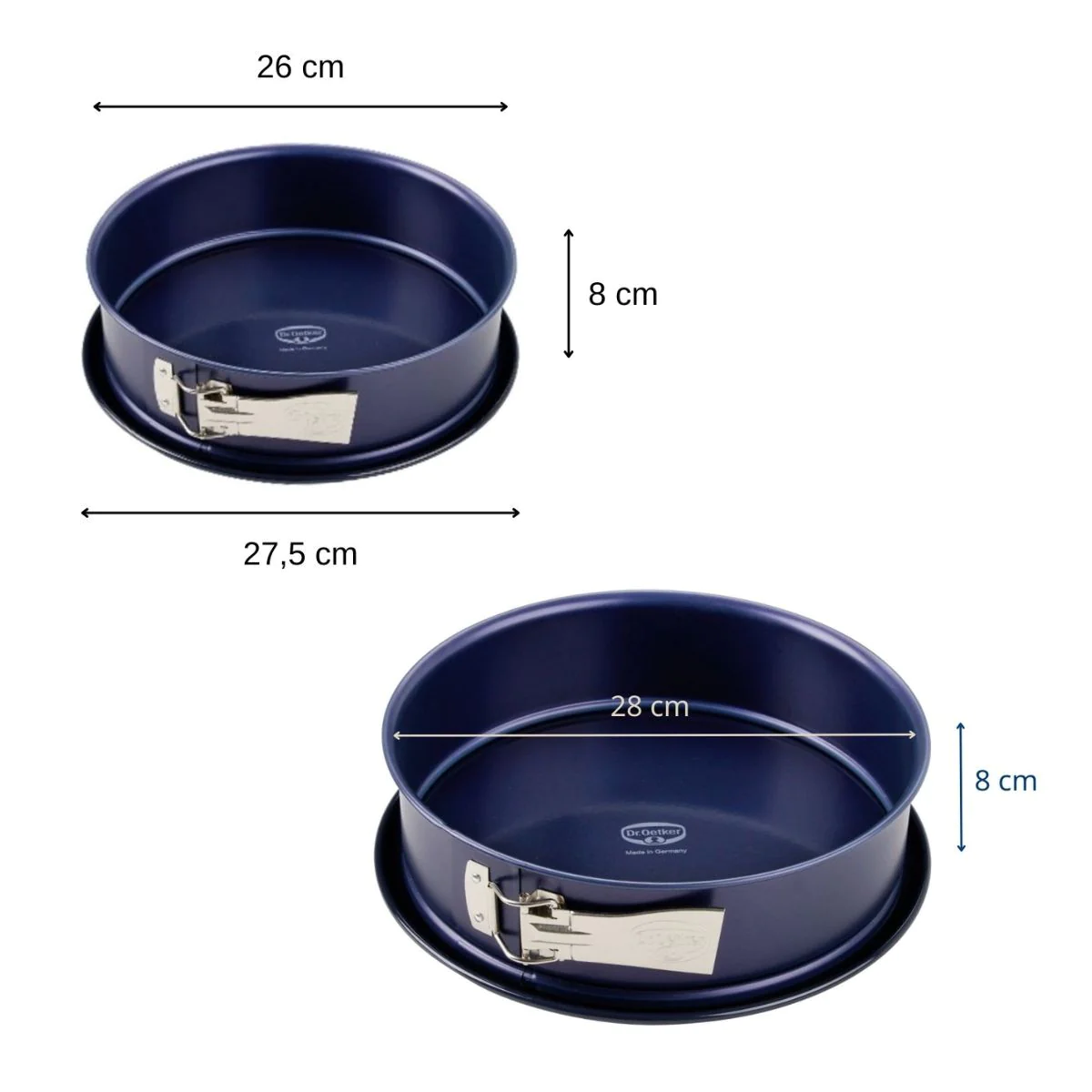 Ensemble de moule à manqué à charnière 26 et 28 cm Dr. Oetker Back Lie
