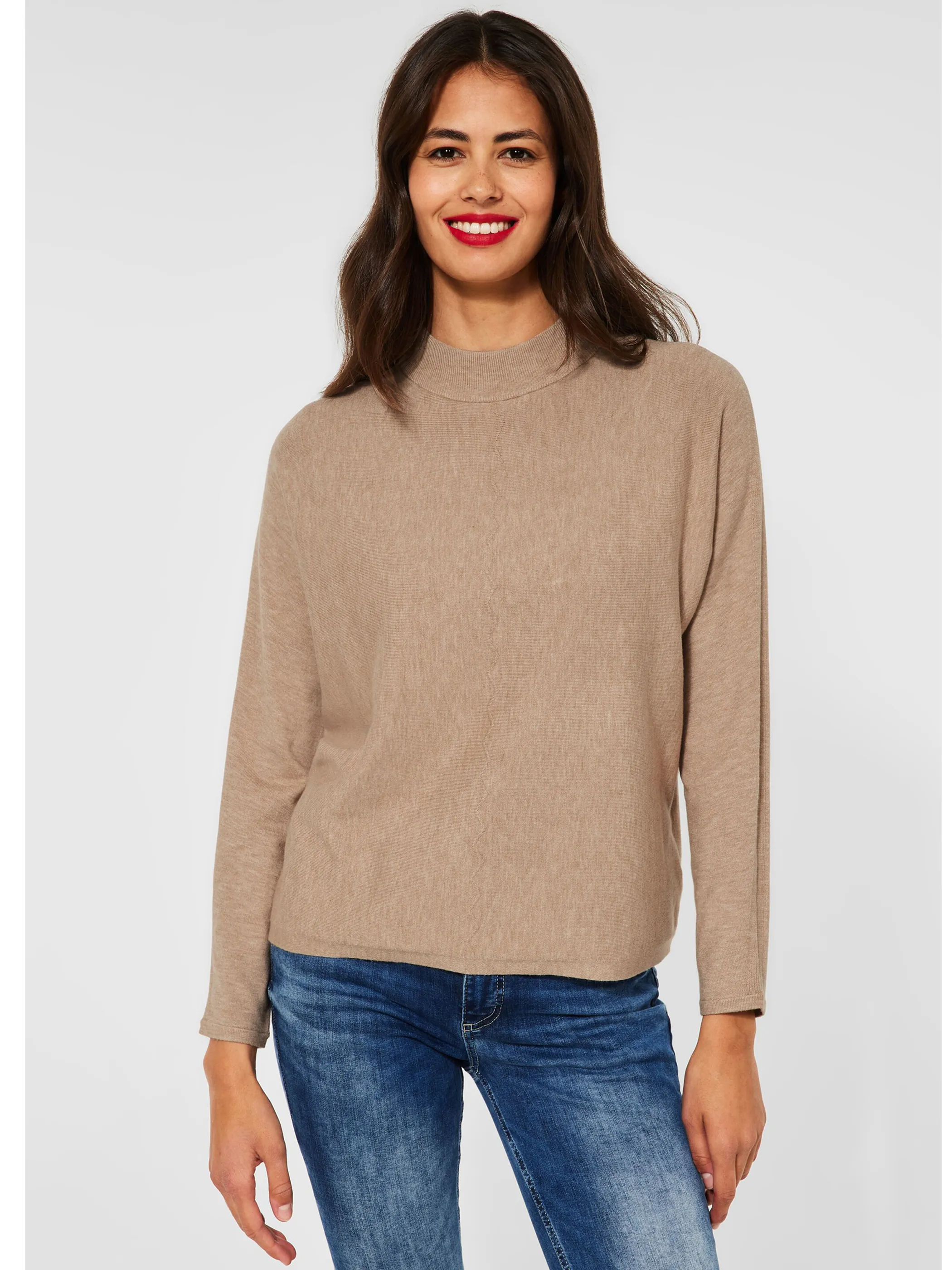 Damen Feinstrick-Pullover mit Stehkragen