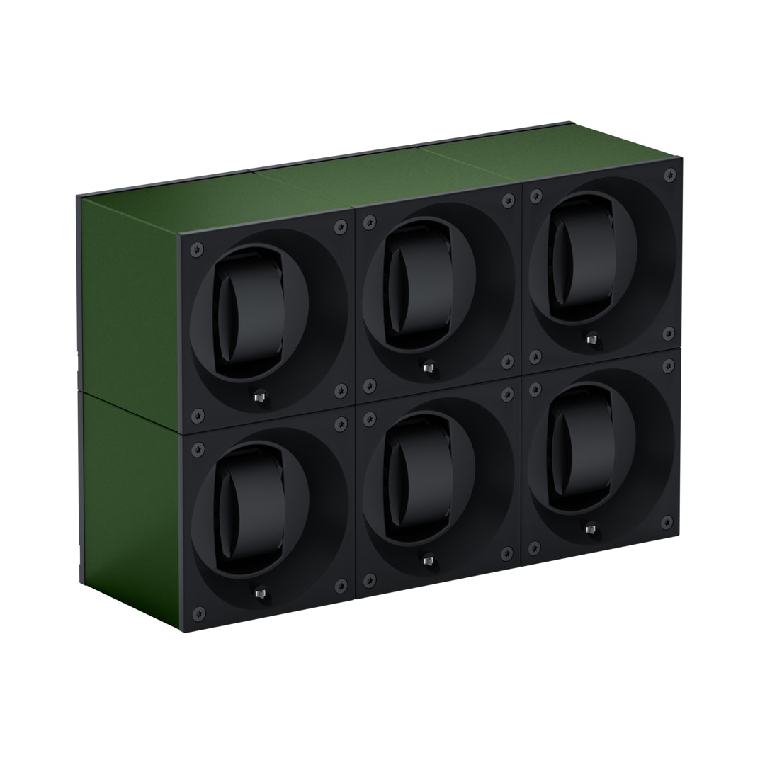 SwissKubik Masterbox Aluminium Dunkelgrün - 6 Uhren