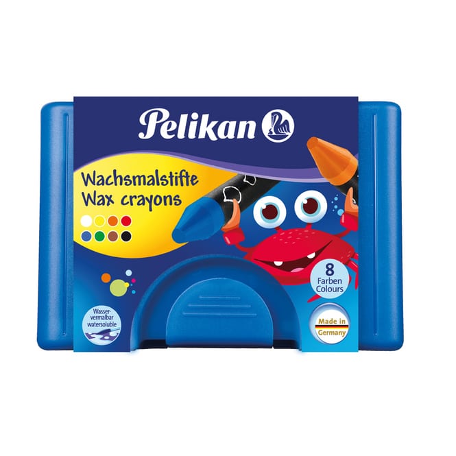 Pelikan, 8 Wachsmaler wasservermalbar, rund in Box