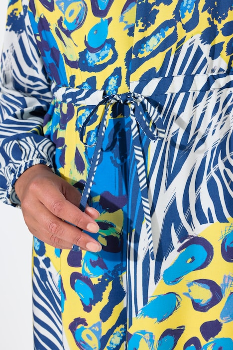Midikleid, Animalmix-Print, Langarm