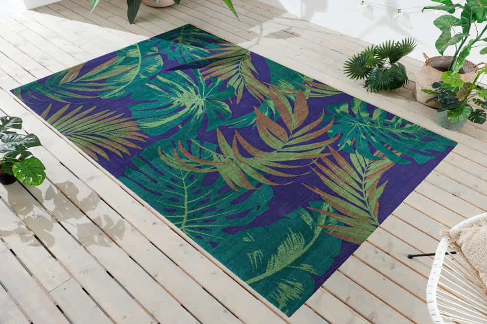 In- und Outdoor Teppich LEAF 240x160cm grün blau Blatt-Design wetterfest
