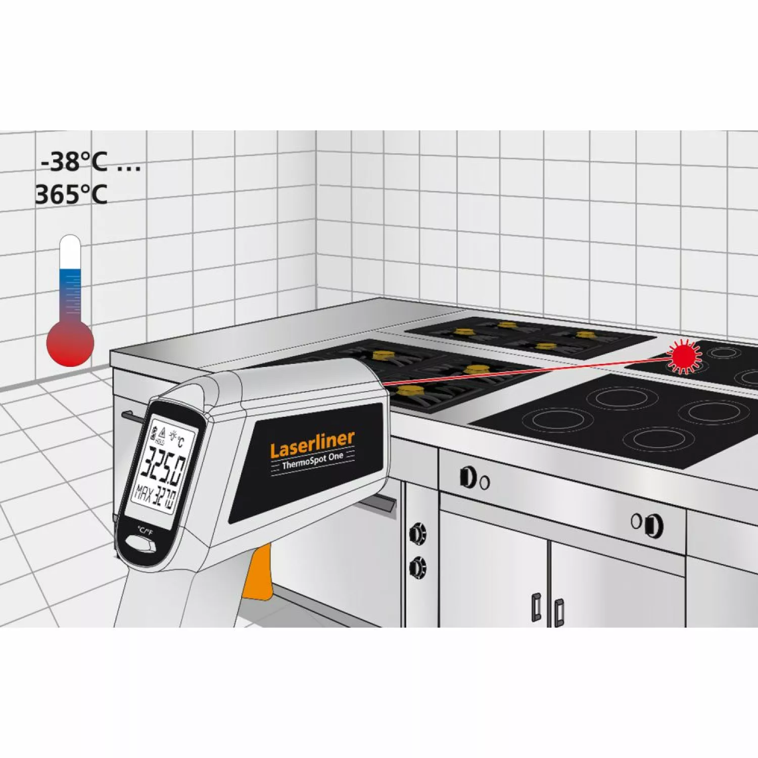 Laserliner ThermoSpot One Infrarood Thermometer met laser - bereik -38°C t/m 365°C