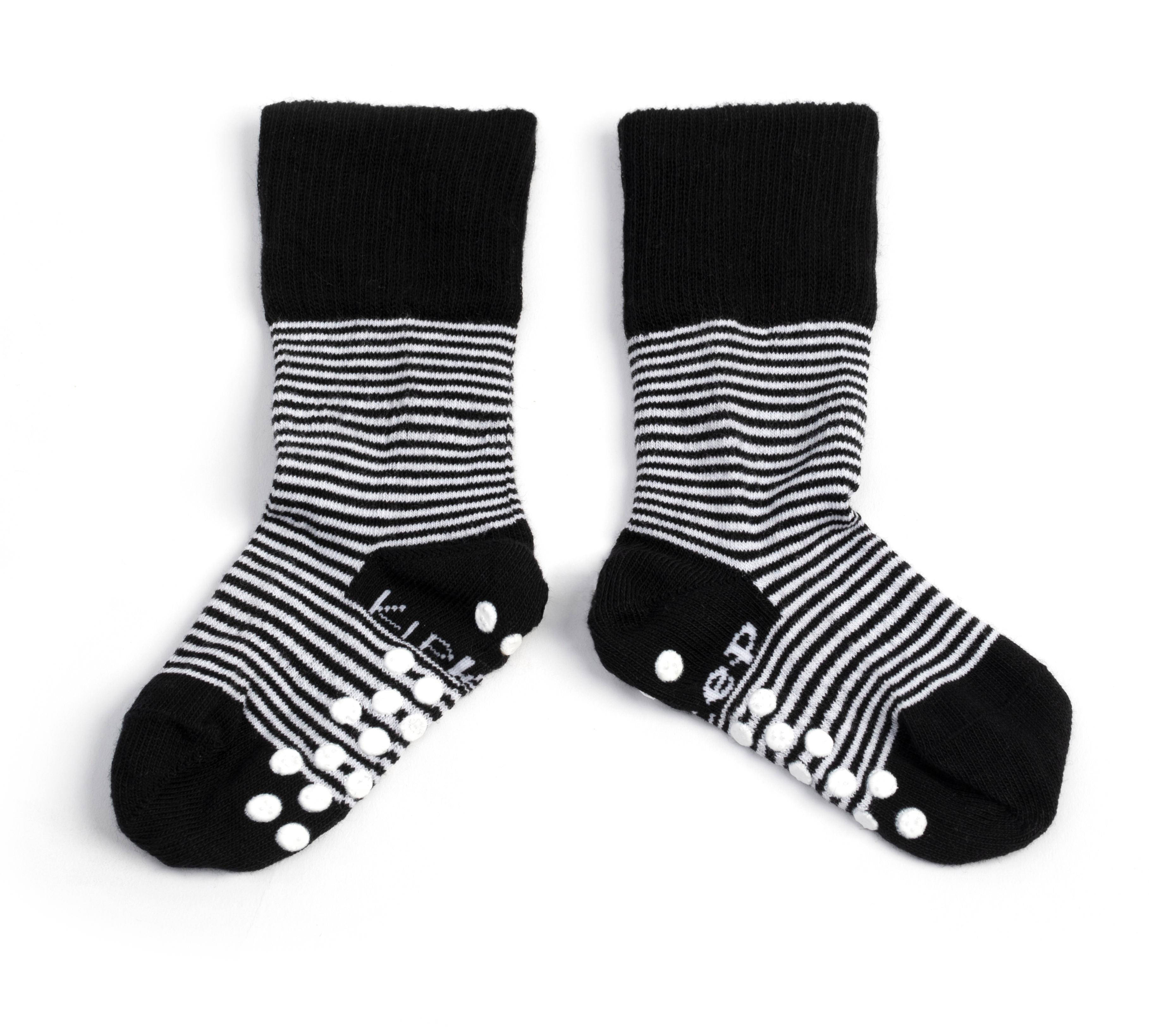 KipKep Blijf-Sokjes met anti-slip nopjes 18-24 mnd Black Stripes