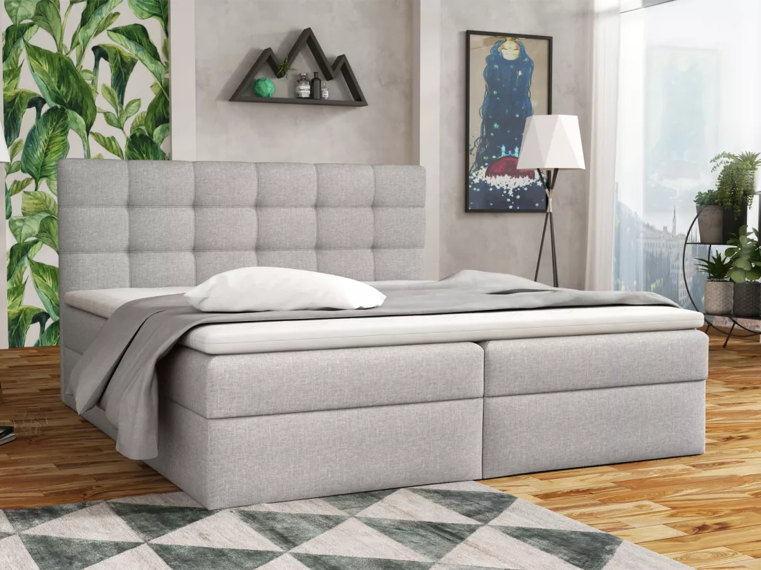 LIT BOXSPRING avec coffre de lit Glame 140x200 cm, Orinoco 21 (Gris clair)