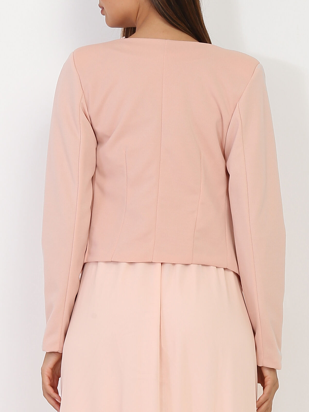 Veste courte rose sans col Rose clair- Rose clair
