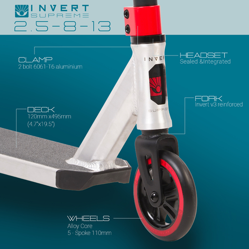 Patinete Invert Supreme Intermediário para Manobras, para Crianças de 8 a 13 Anos