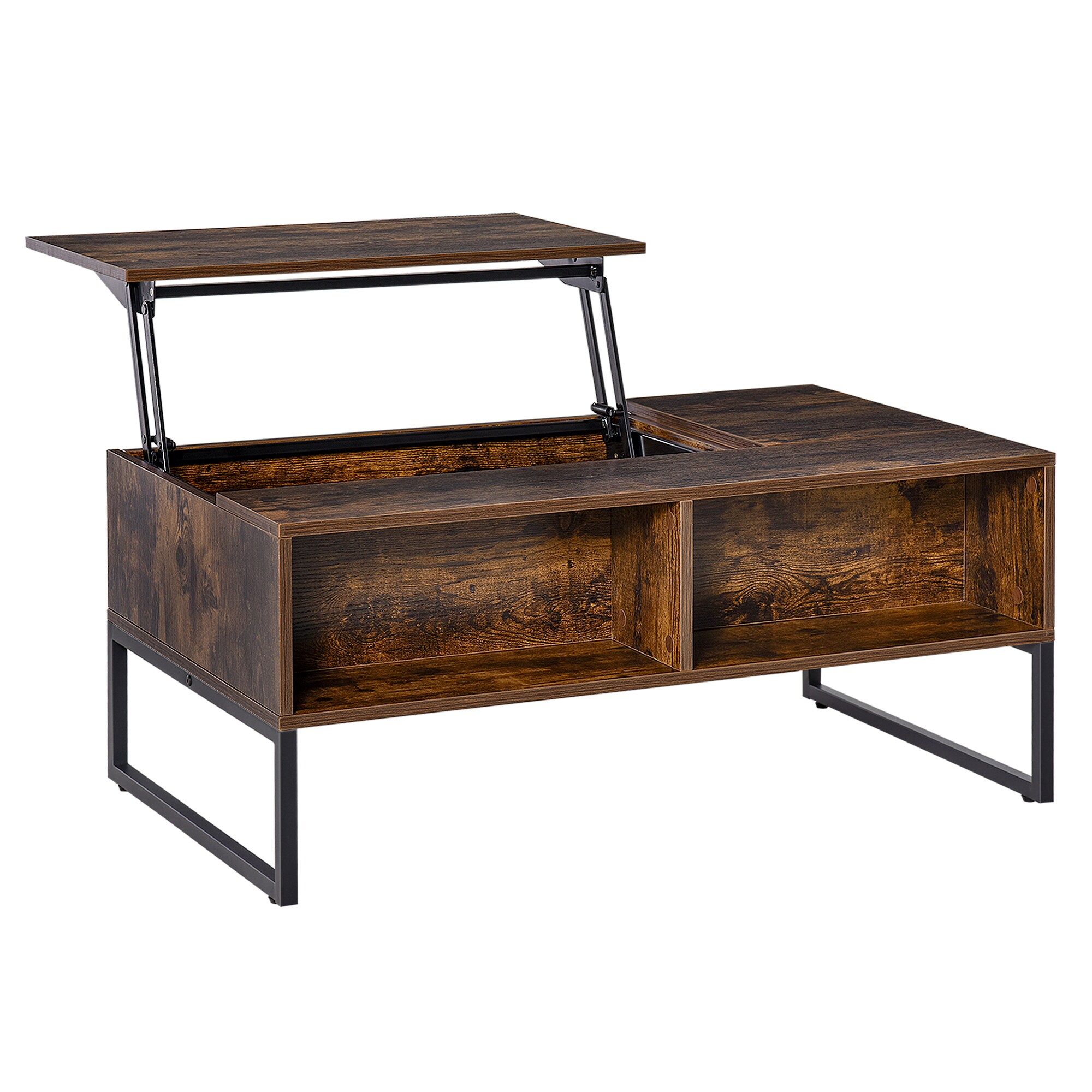 HOMCOM Couchtisch mit höhenverstellbarer Ablage braun 100 x 60 x 40 cm (BxTxH)