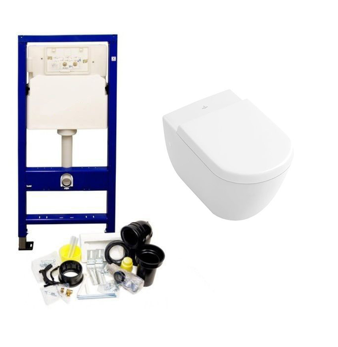 Geberit UP100 toiletset met Villeroy en Boch Subway 2.0 Direct Flush wandcloset en zitting