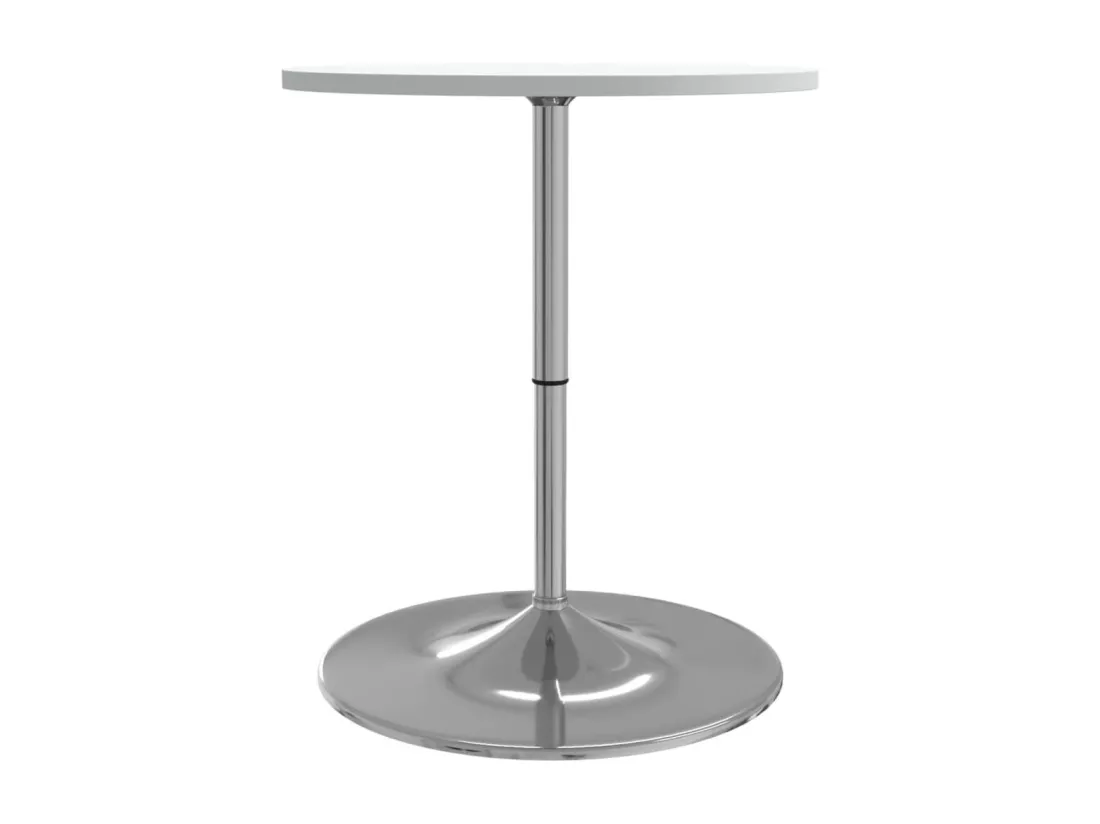 Table de bar blanc 60x60x90cm bois d'ingénierie et acier chromé