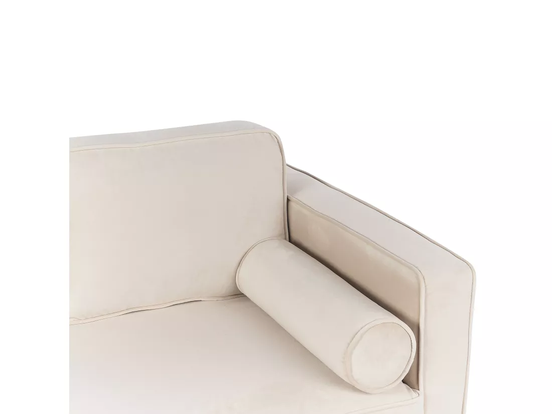 Chaise longue côté droit en velours beige MIRAMAS