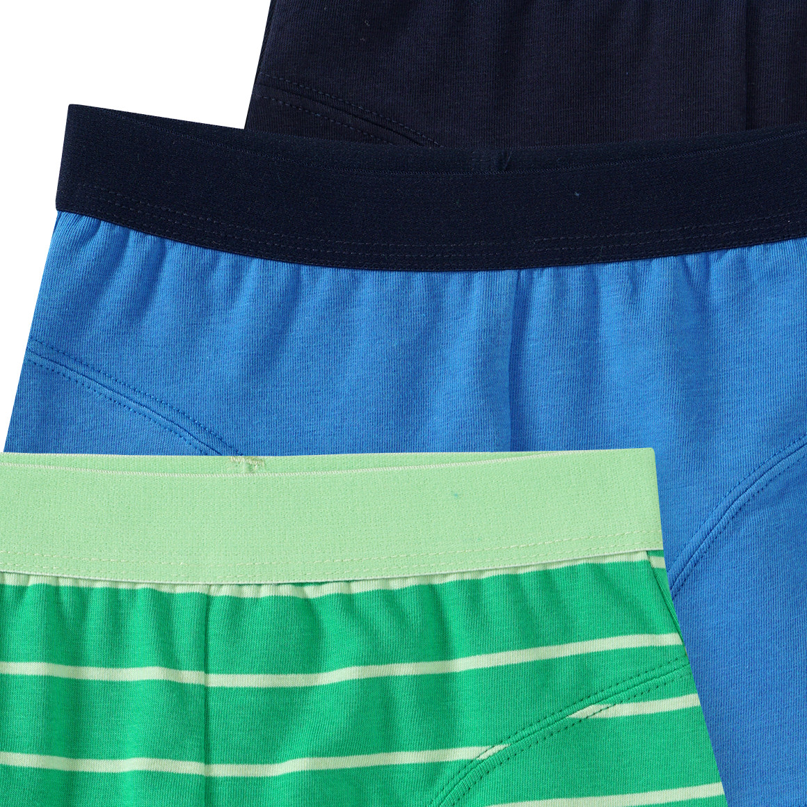 Famy 3 Jungen Boxer in verschiedenen Dessins dunkelblau / blau / grün