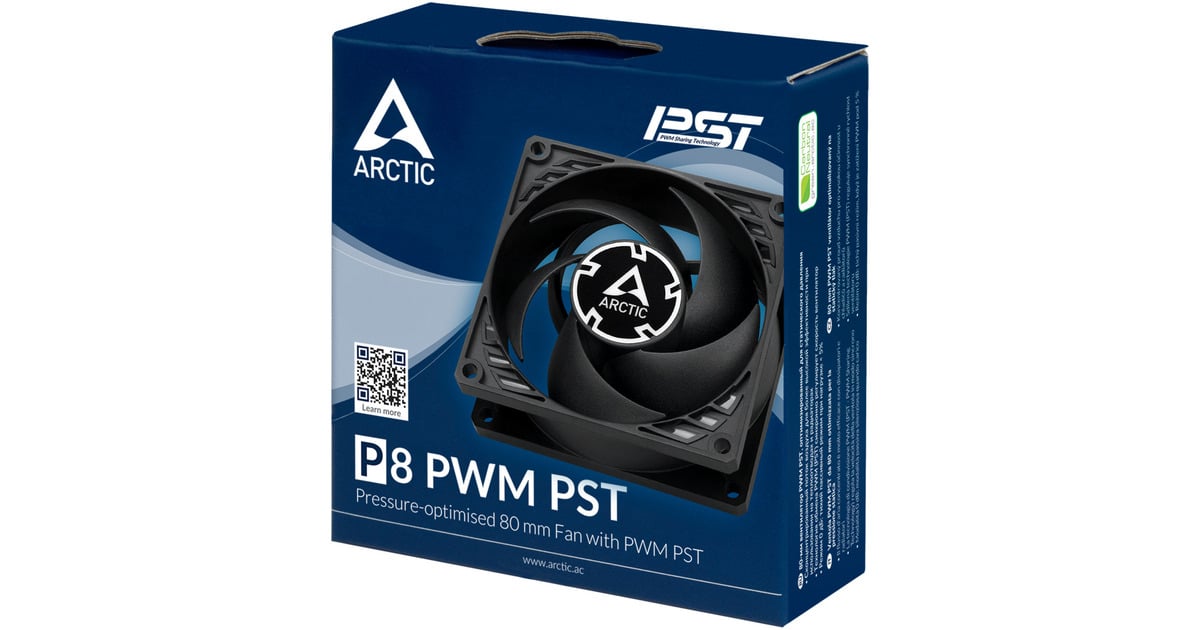 ARCTICP8 PWM PST case fan  (Zwart, 80 x 80 x 25 mm)