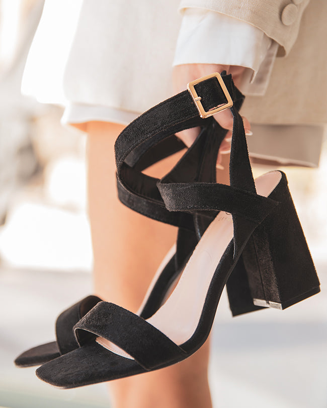Sandale femme talon carré noir - Ruby