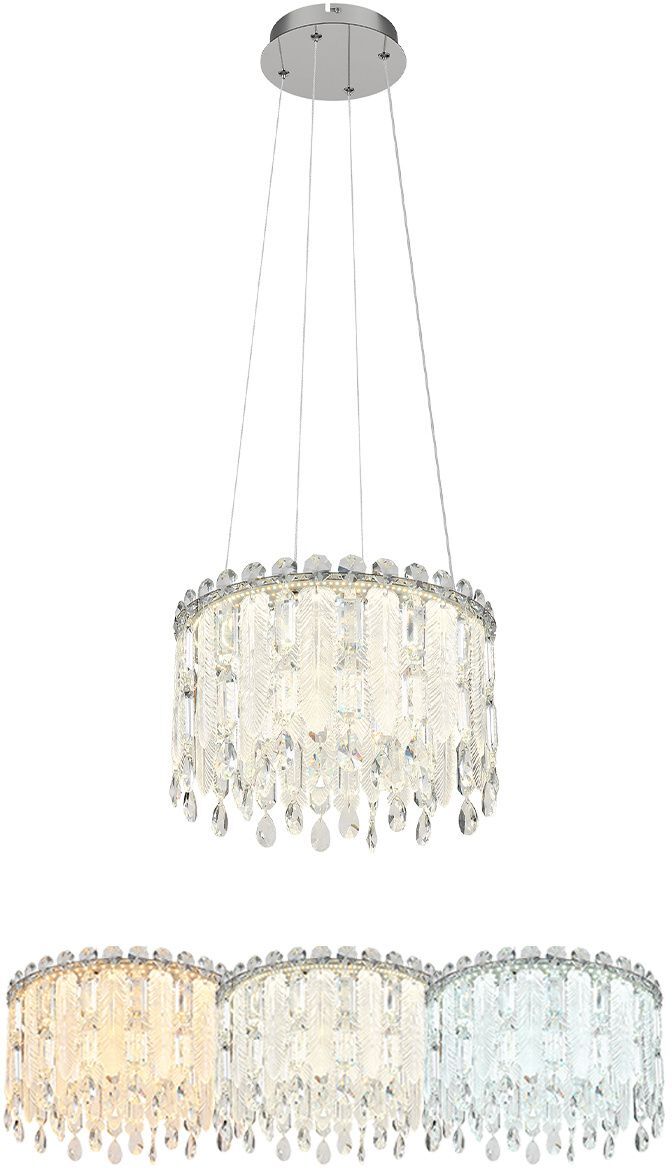 LED-Hängeleuchte - chrom - klar - K5 Glaskristalle - dimmbar