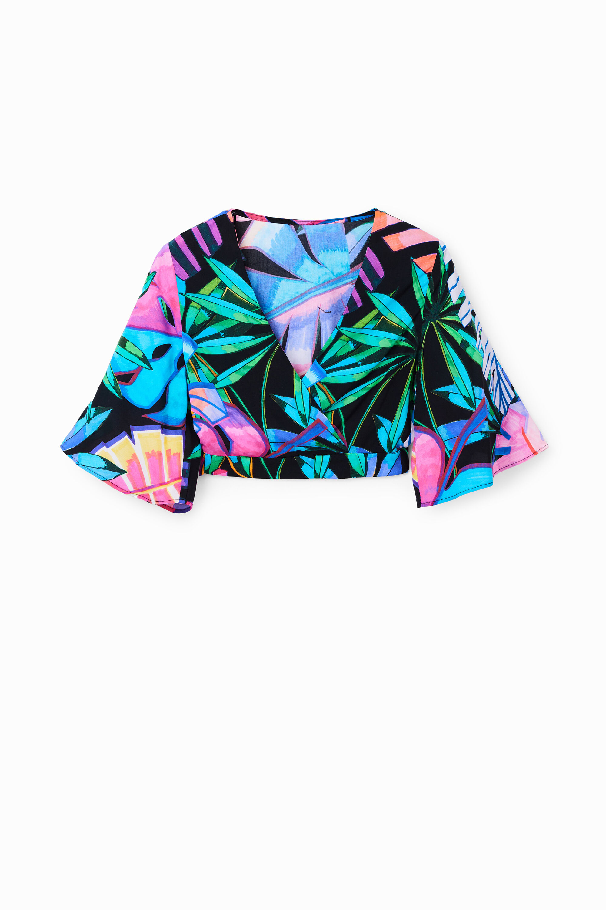 Crop top croisé tropical