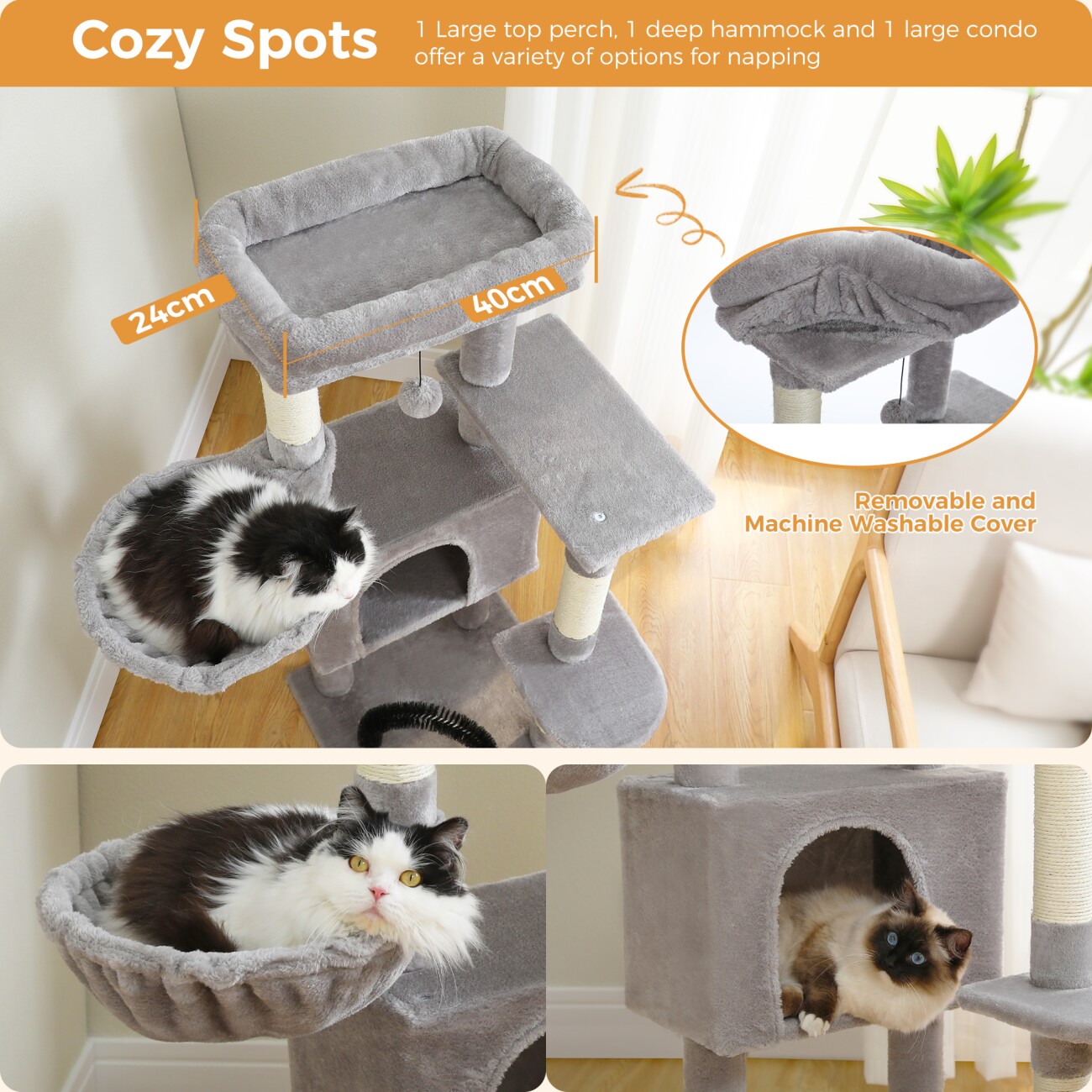 Pawz Road Kratzbaum 106 cm - mit Sisal & Spielbaum
