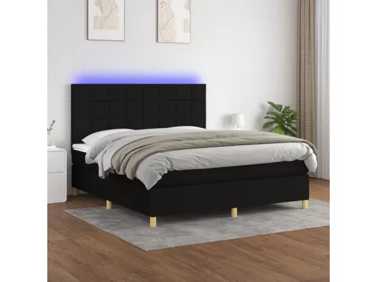 Sommier tapissier avec matelas et LED Noir 180x200 cm Tissu