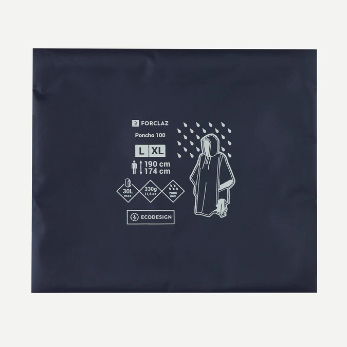 Decathlon Forclaz - Poncho de chuva Forclaz MT100 - 30 L