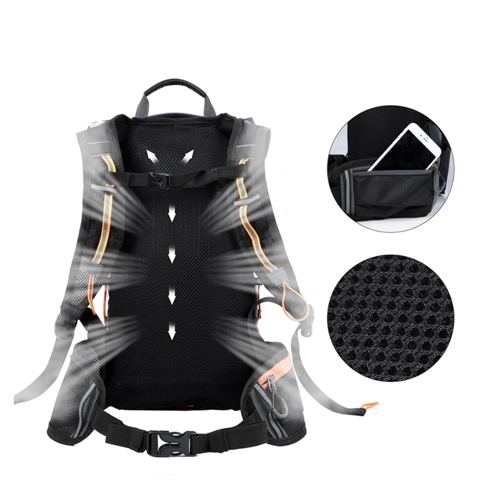 (10L) Ultraleichter Sport Rucksack Faltbarer Outdoor Wander Backpack mit Aufbewahrungstasche - Schwarz / Orange