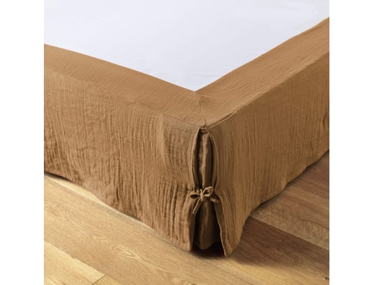 TERRE DE NUIT - Cache sommier double gaze de coton marron 90 x 190
