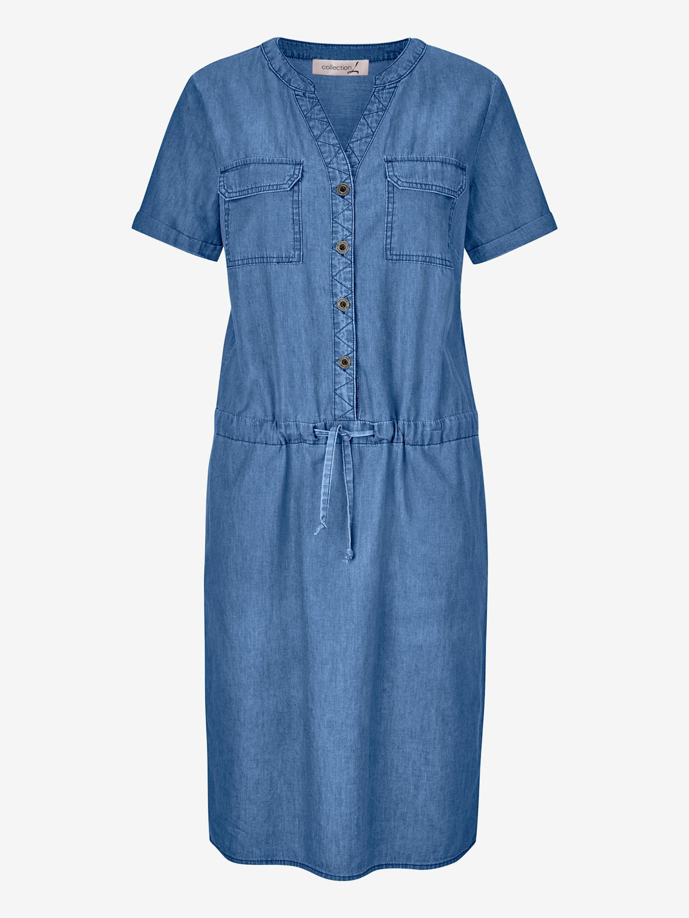 Robe coton légère avec encolure ronde avec petit v