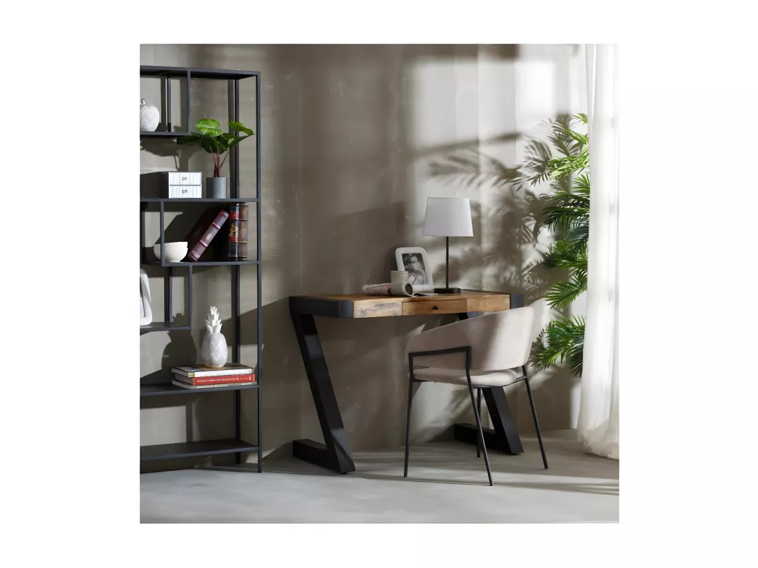Bureau 1 tiroir Bois de Manguier/Métal - LISSAFI