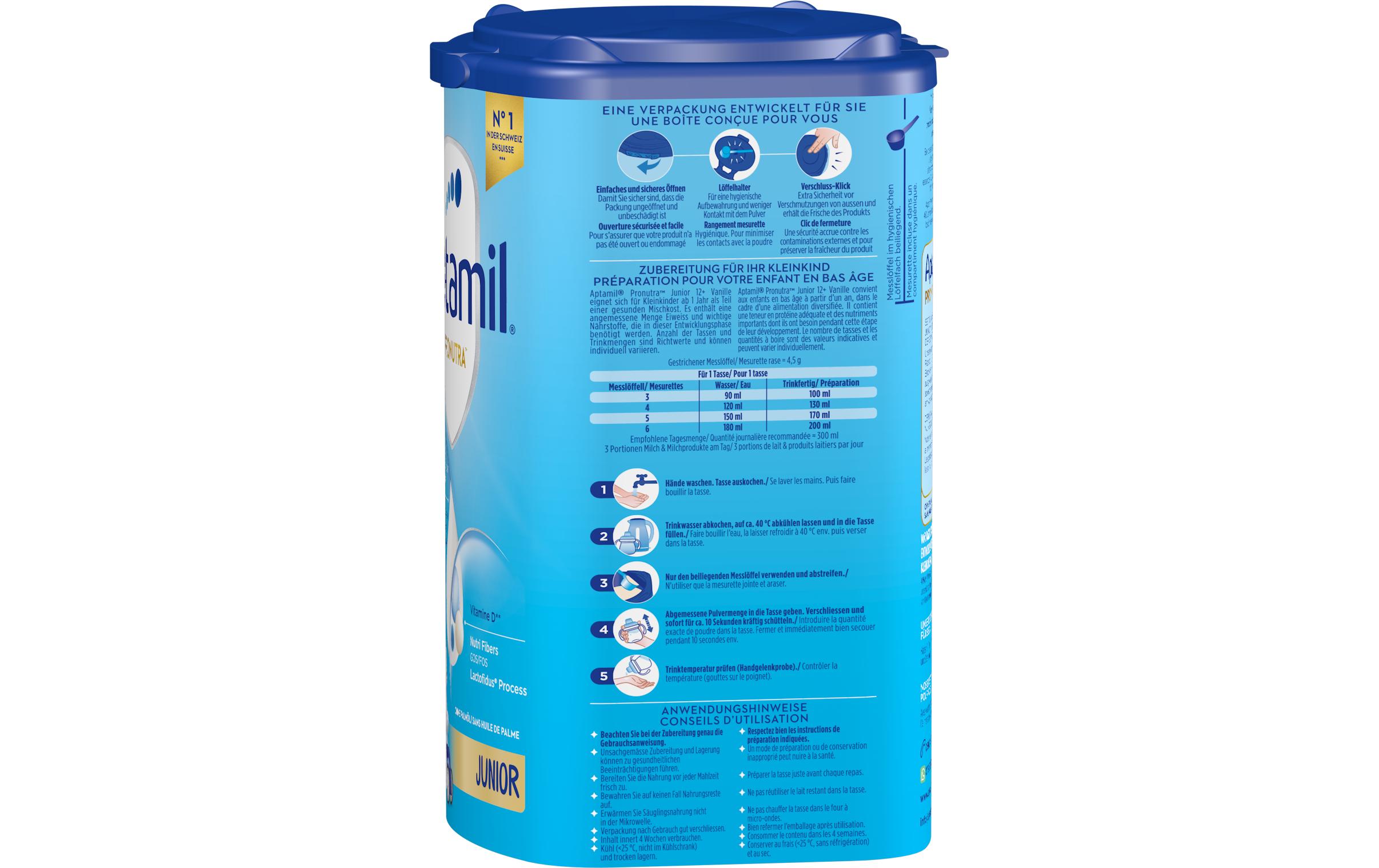 Juniormilch Pronutra Junior 12+ Vanille, 800 gKindermilch mit Vanille Geschmack