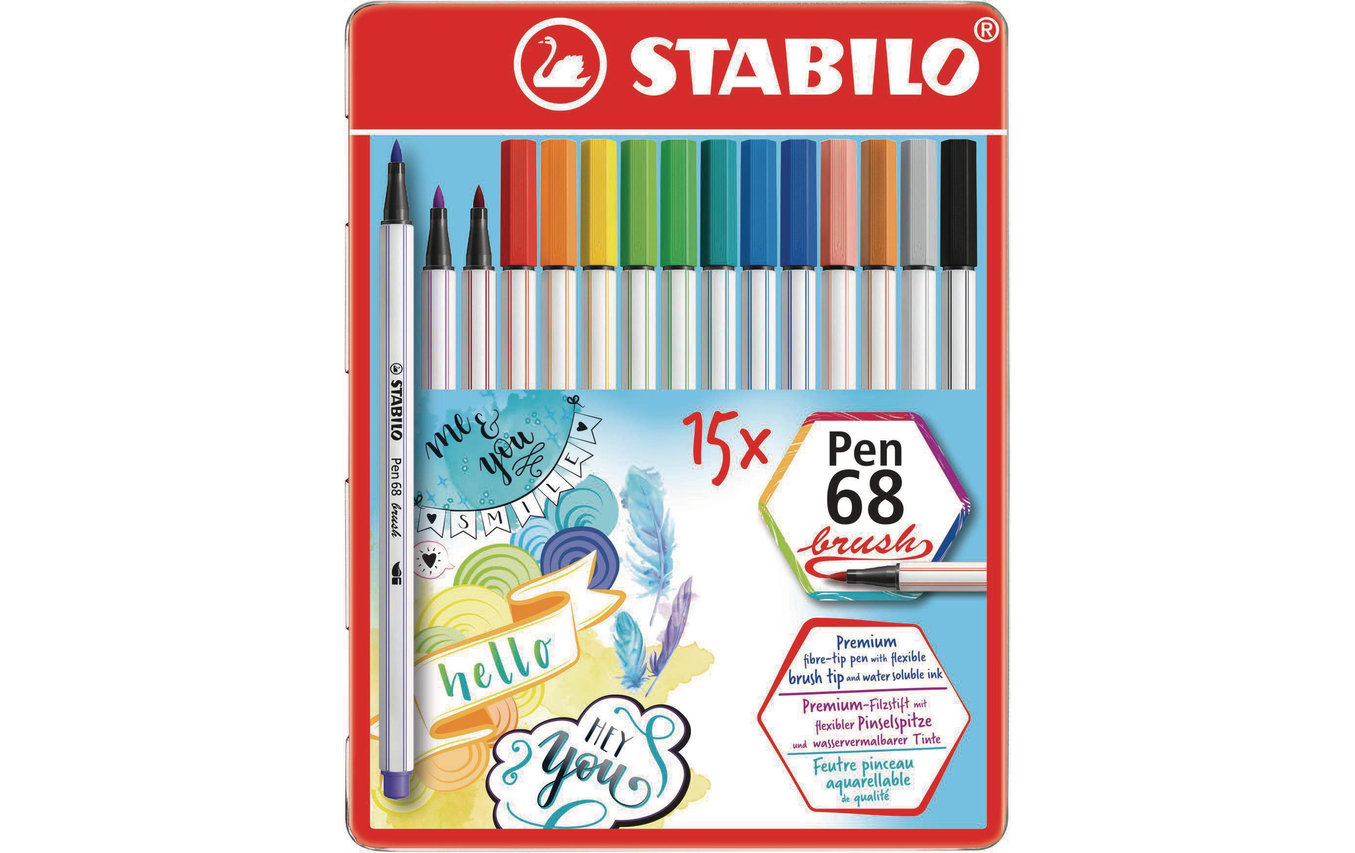 Filzstift Pen 68 15 Stück, MetalletuiFilzstifte