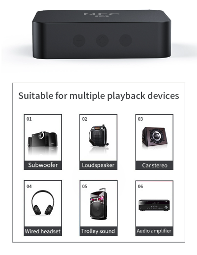 2in1 NFC Bluetooth 5.0 HD Audio Receiver mit 3.5mm Klinke / Cinch und Micro SD Slot - Schwarz