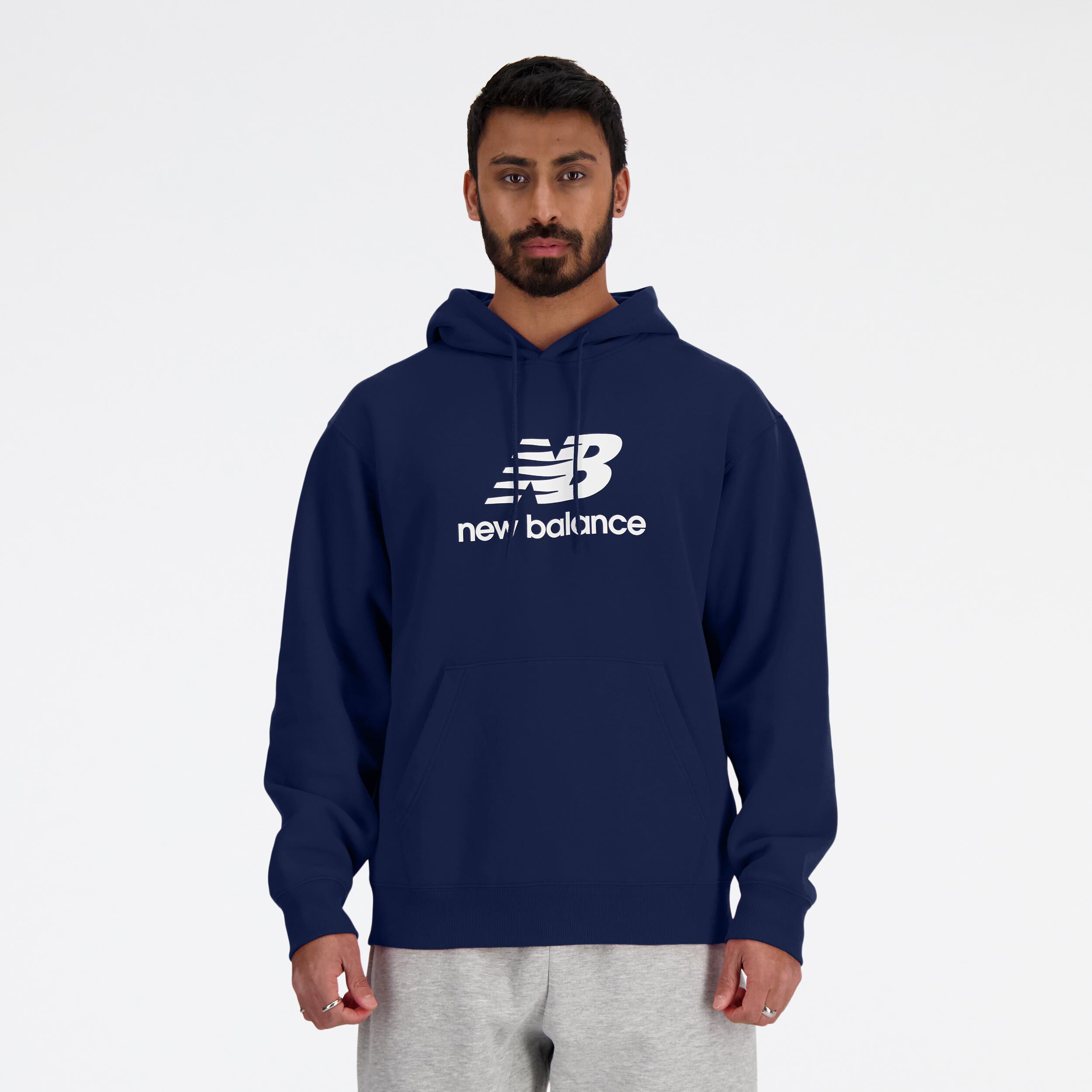 New Balance Logo French Terry Hoodie Sweat À Capuche Hommes - Bleu Foncé