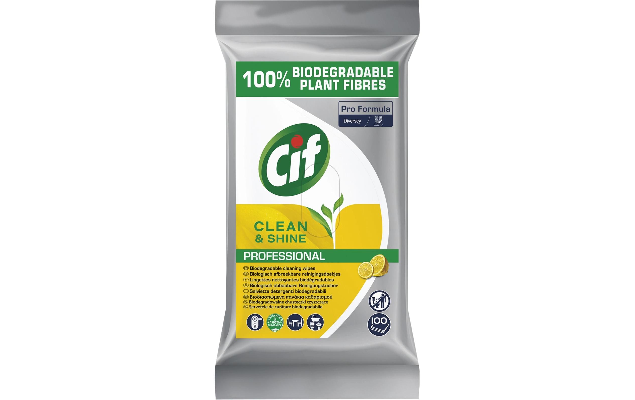 Cif Professional Allzweck-Reinigungstücher 100 StückBiologisch abbaubare Reinigungstücher für die hygienische Oberflächenreinigung