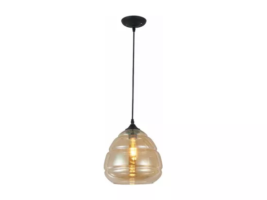Suspension D. 28 cm en verre fumé vintage - VALO AMBRE