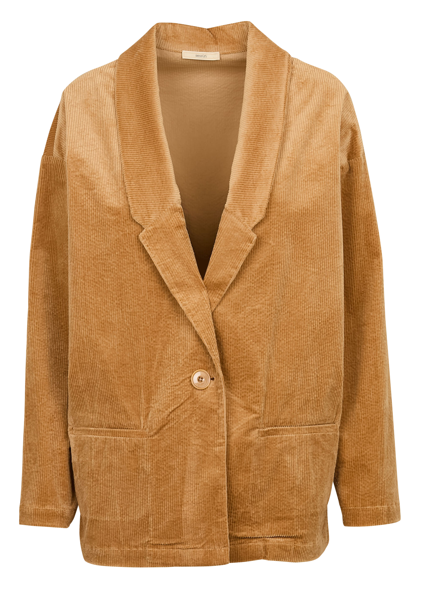 Veste col tailleur droite en coton | Beige