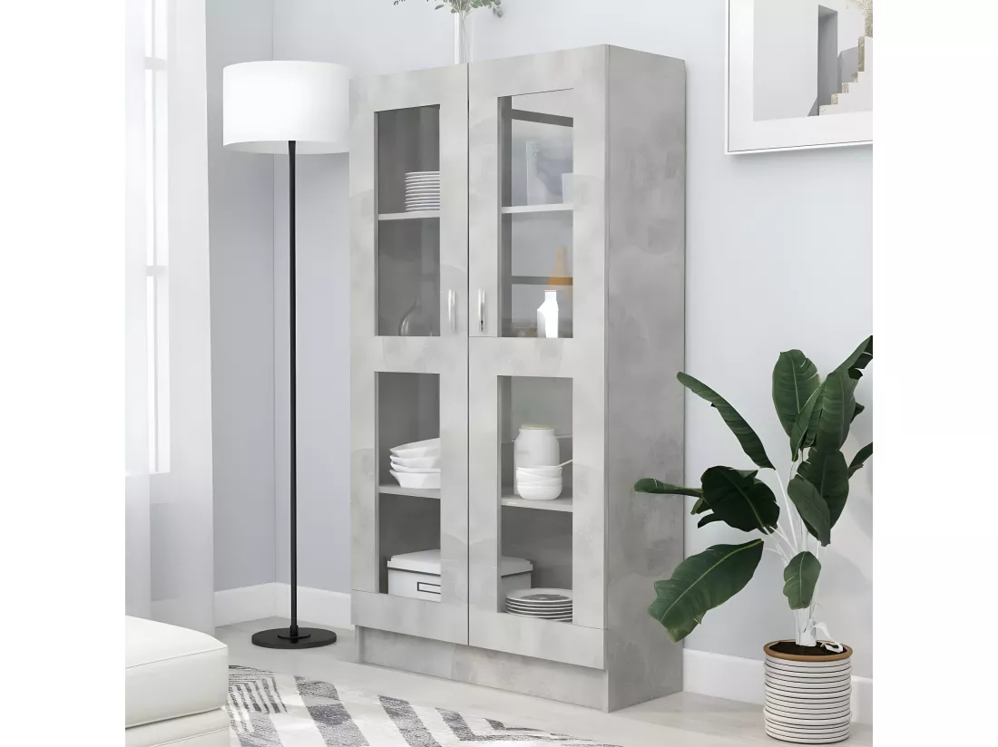 Armoire à vitrine Gris béton 82,5x30,5x150 cm Aggloméré