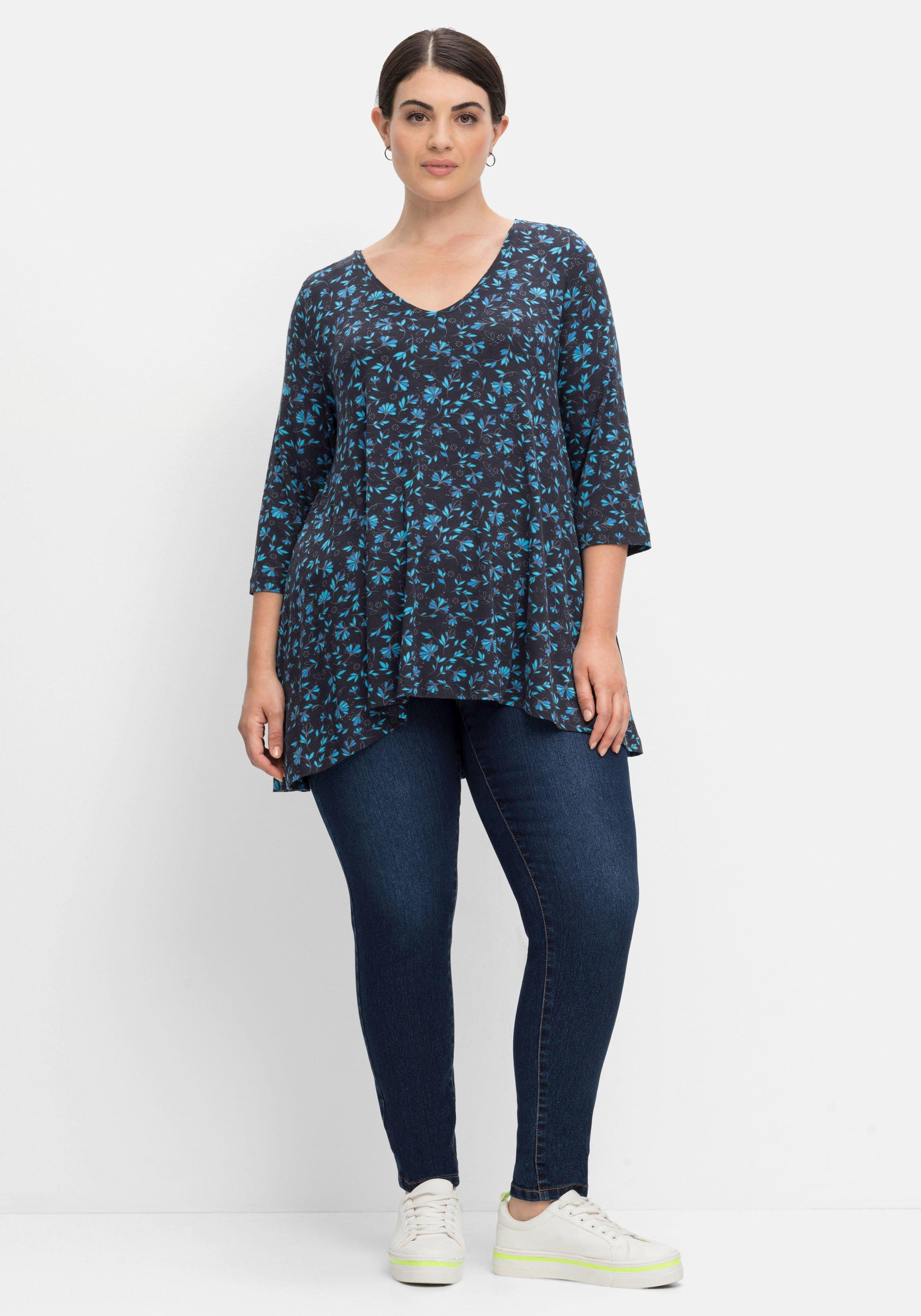 Shirt mit 3/4-Arm und Alloverdruck, leicht elastisch