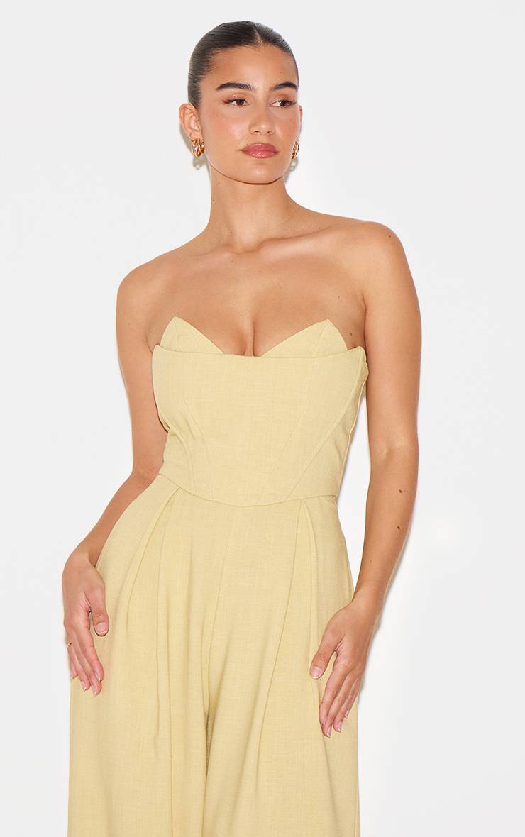 Chartreuse Combinaison Pantalon Large Ajustée PLT Label Avec Détail Bustier Corset