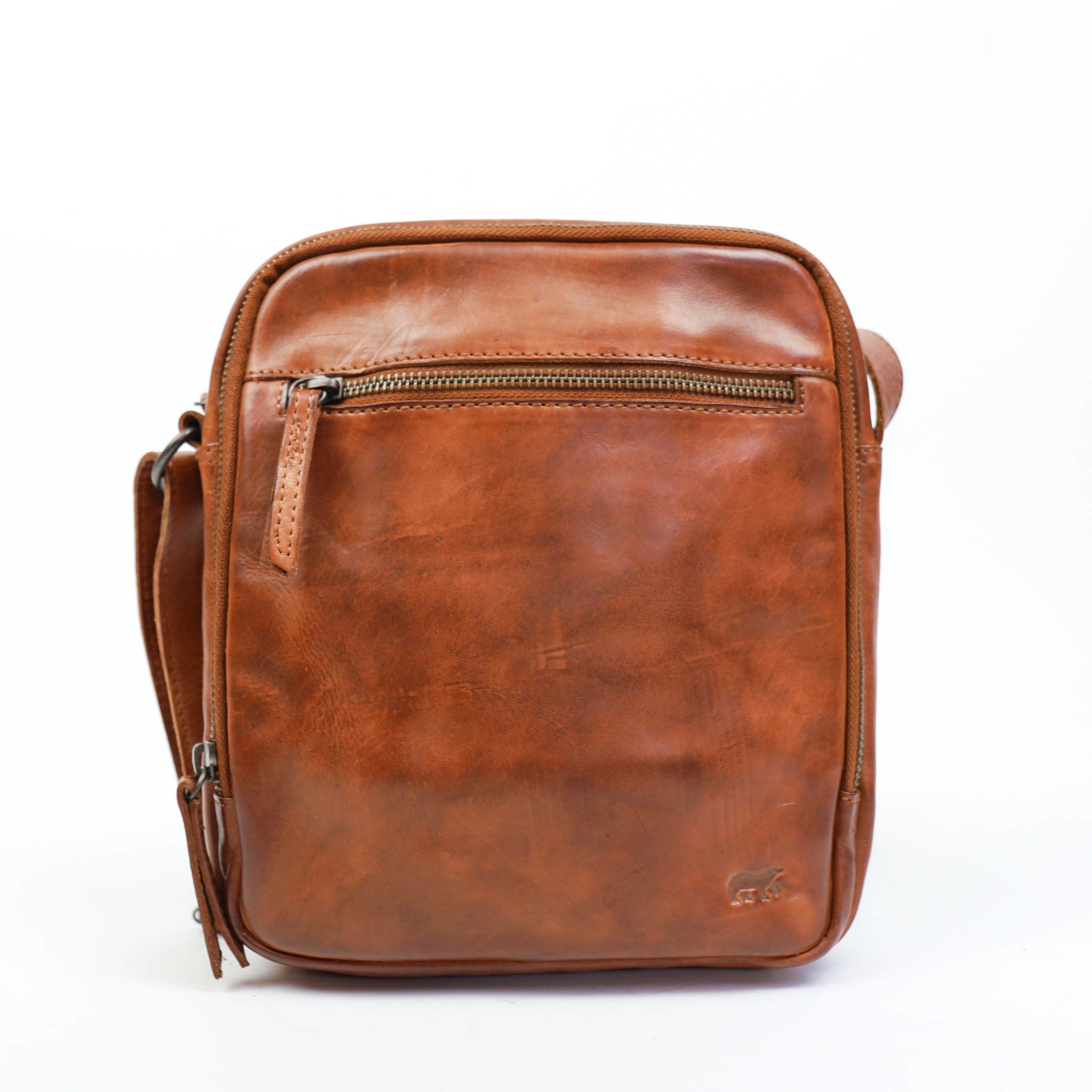 Bear Design Cow Lavato Unisex Schoudertas Cognac CL36457