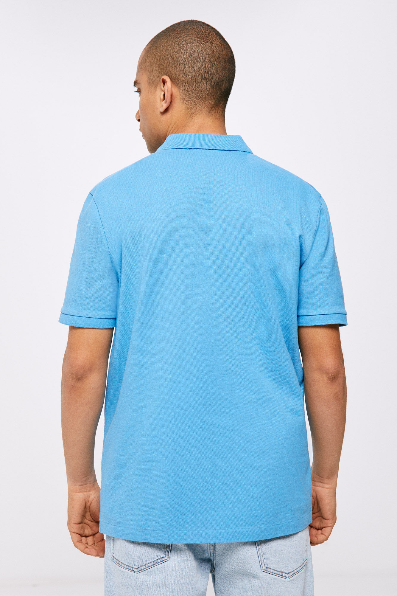 Camisa polo básica em piqué - azul